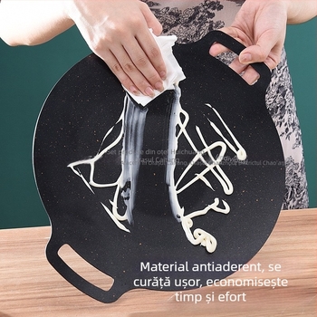 Tigaie grill rotundă cu piatră Mullite, pentru camping în aer liber, portabilă, antiaderentă, plăciță barbecue în stil coreean
