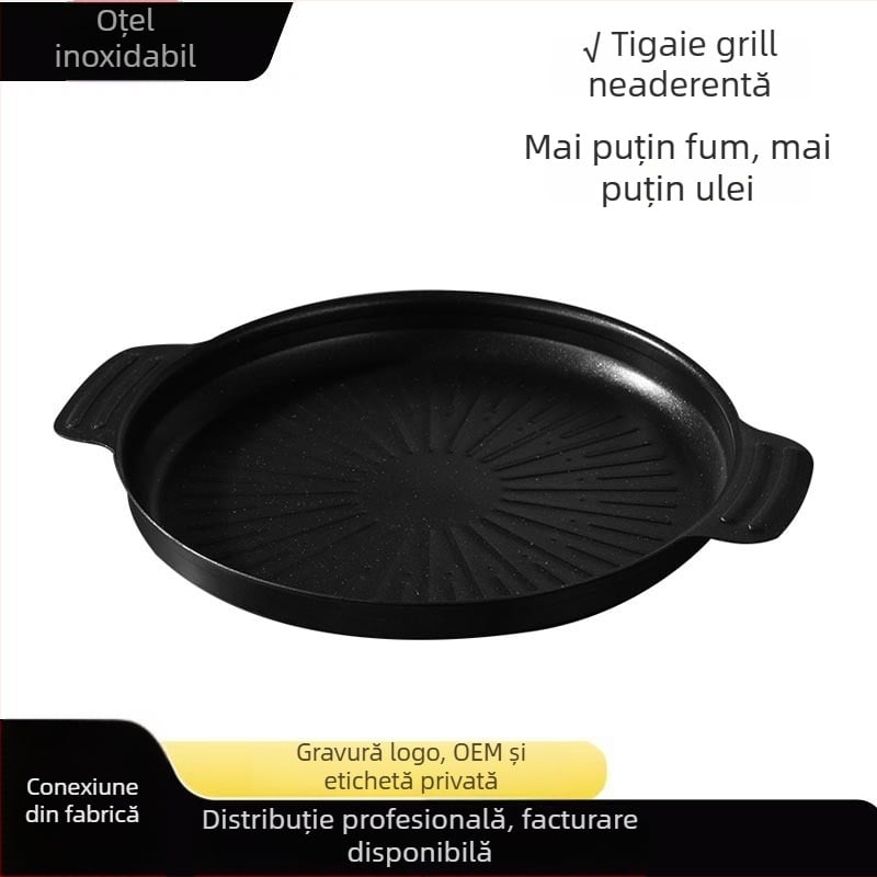 Tigaie antiaderentă cu piatră Maifan, compatibilă cu plitele cu inducție, grătar portabil pentru camping