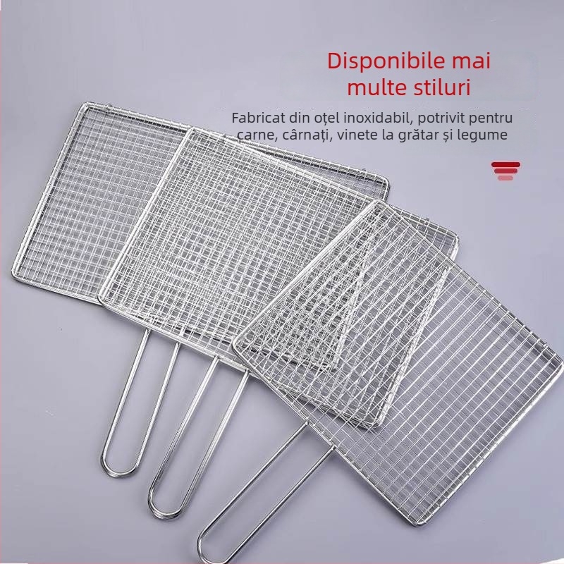 Plasă din oțel inoxidabil pentru grătar, plasă pentru pește, plasă pentru legume, set de unelte pentru grătar cu clește