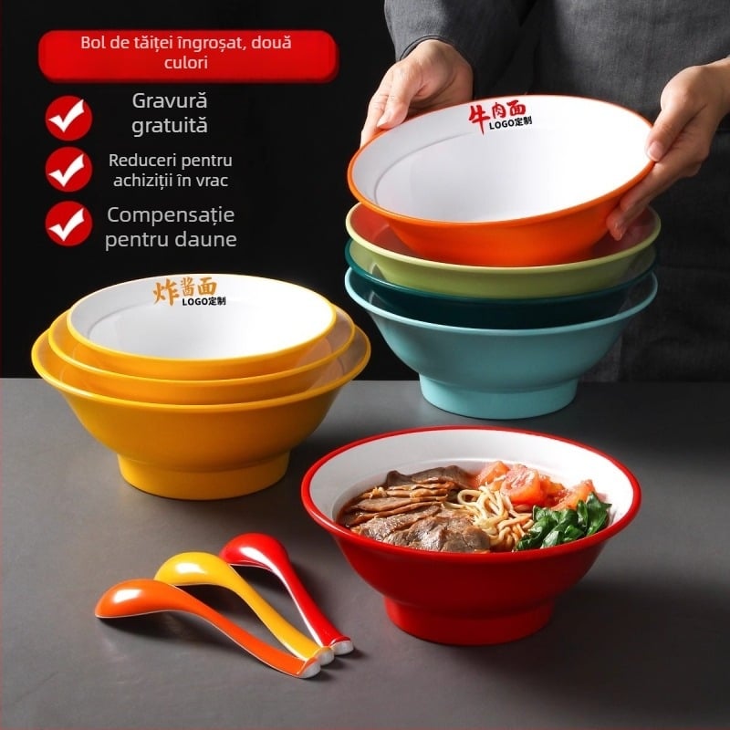 Bol din melamină Nordic pentru tăiței, uz comercial, vas gros pentru supă, potrivit restaurantelor