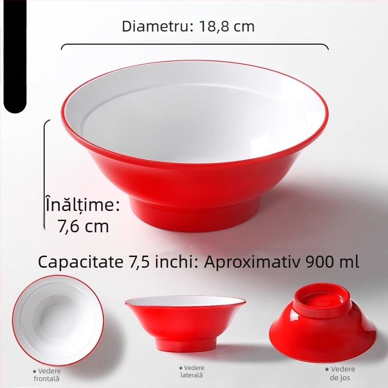 Bol din melamină Nordic pentru tăiței, uz comercial, vas gros pentru supă, potrivit restaurantelor