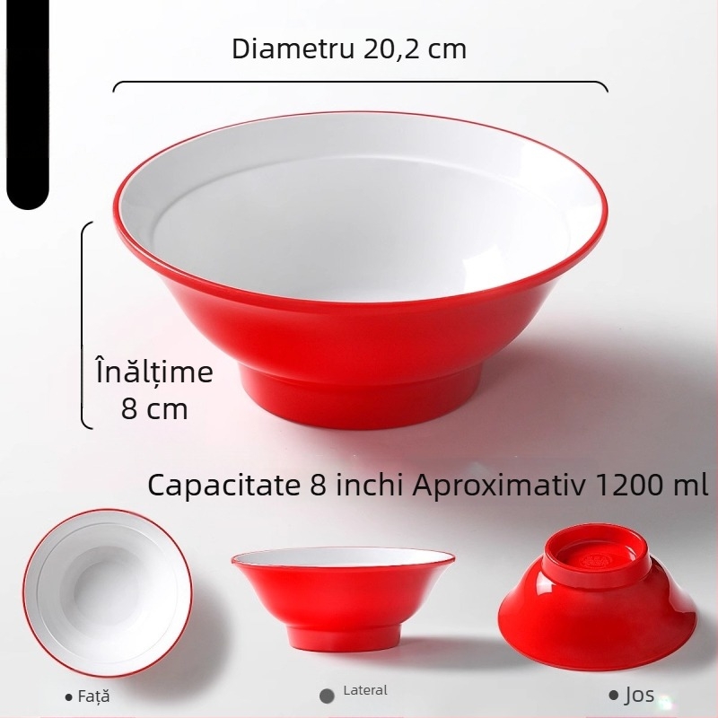 Bol din melamină Nordic pentru tăiței, uz comercial, vas gros pentru supă, potrivit restaurantelor