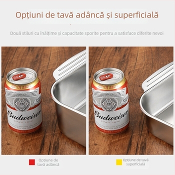 Tavă dreptunghiulară din oțel inoxidabil cu mânere, bază plată, pentru pește la grătar, platou de fructe de mare, farfurie pentru hot pot, tavă de masă