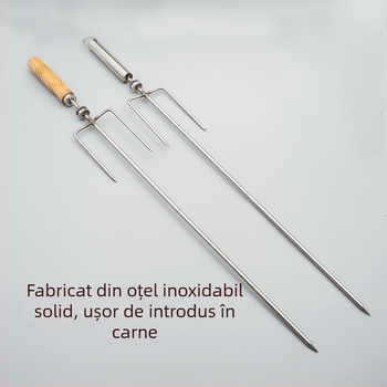 Furculiță pentru grătar din oțel inoxidabil, cu trei dinți, pentru carne de miel și pui