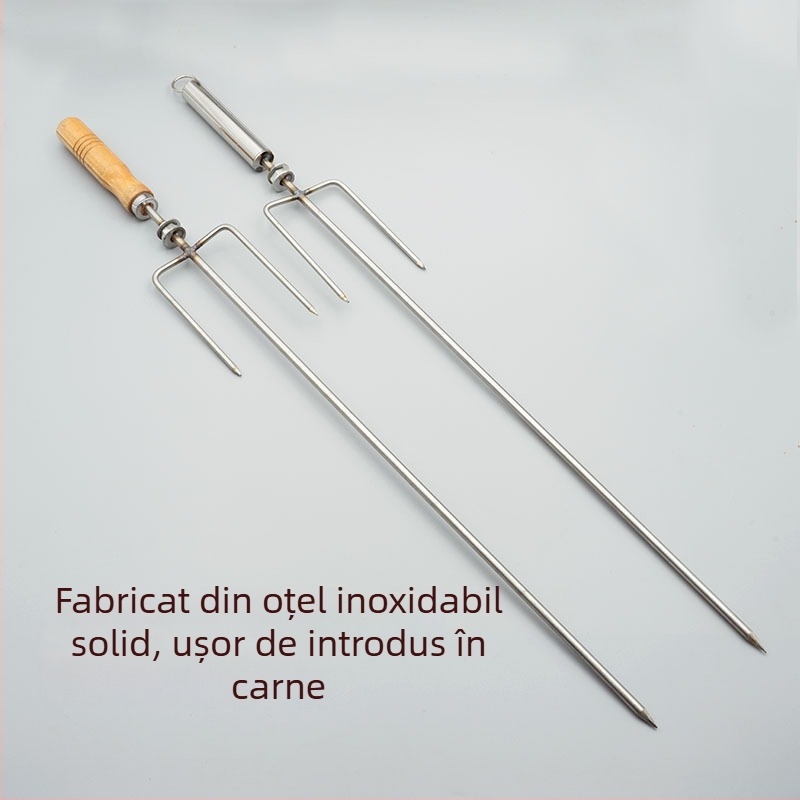 Furculiță pentru grătar din oțel inoxidabil, cu trei dinți, pentru carne de miel și pui