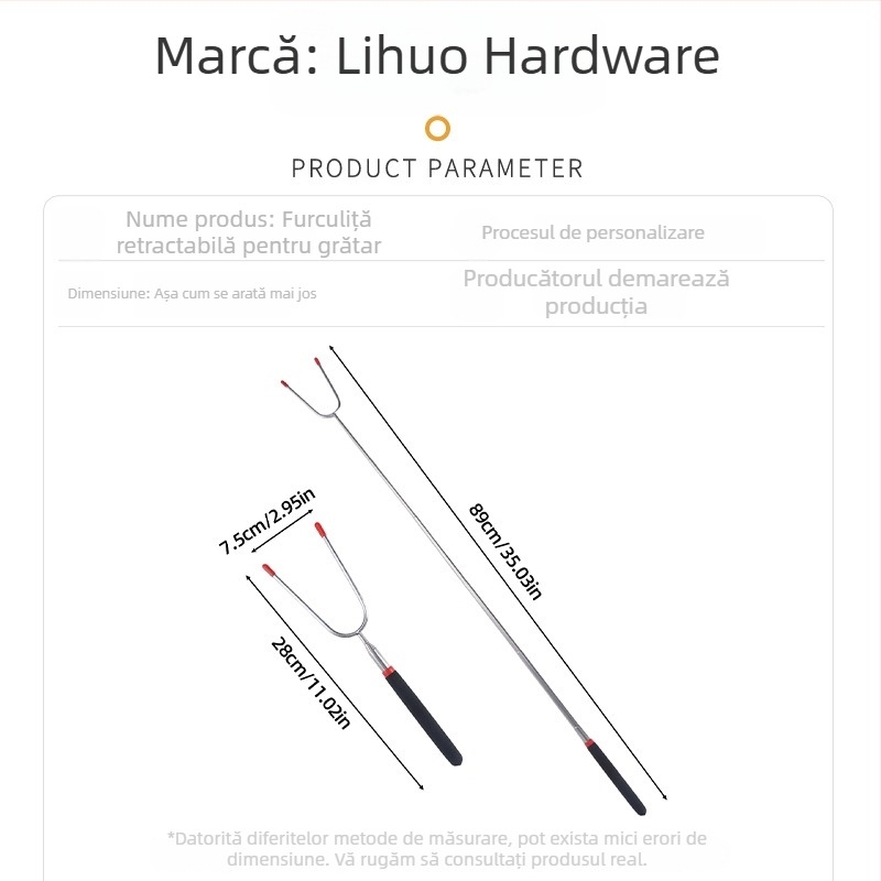 Set telescopic de furculițe pentru grătar din oțel inoxidabil 430, pentru gătit în aer liber și camping