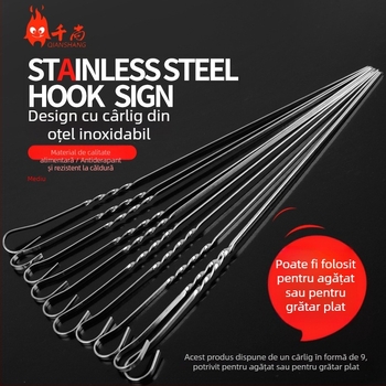 Frigărui rotunde din oțel inoxidabil ne-magnetic, 38 cm lungime, 4,5 cm lățime, set de 144 bucăți