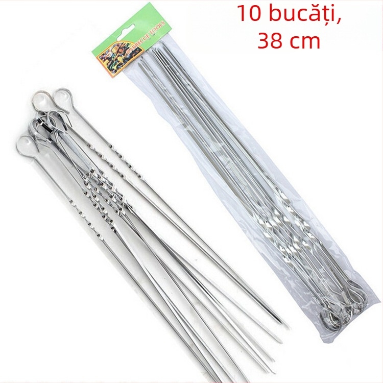 Frigărui rotunde din oțel inoxidabil ne-magnetic, 38 cm lungime, 4,5 cm lățime, set de 144 bucăți