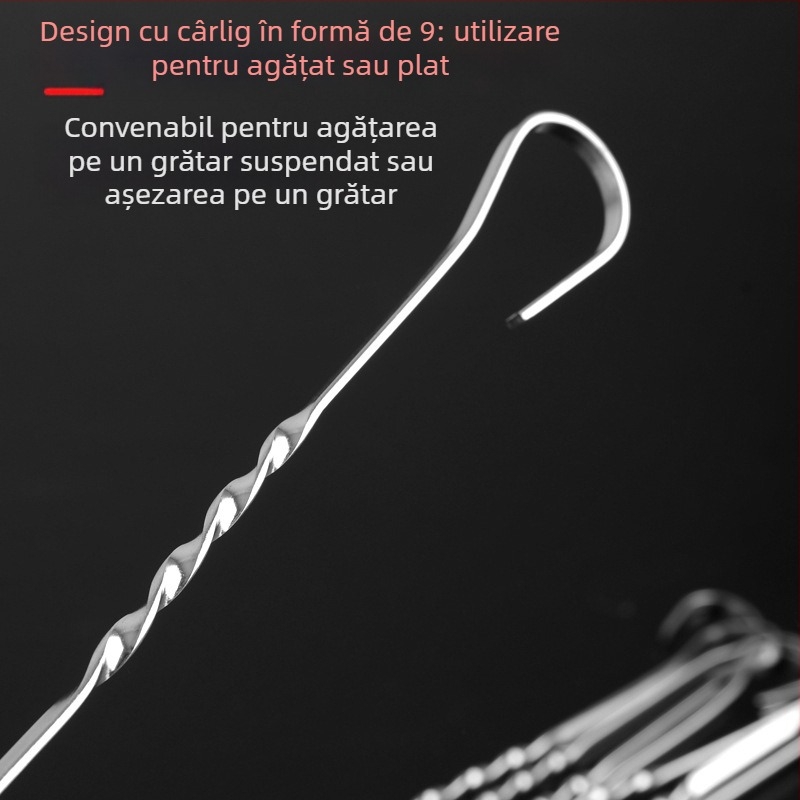 Frigărui rotunde din oțel inoxidabil ne-magnetic, 38 cm lungime, 4,5 cm lățime, set de 144 bucăți