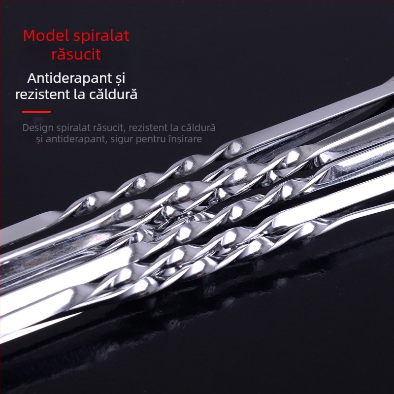 Frigărui rotunde din oțel inoxidabil ne-magnetic, 38 cm lungime, 4,5 cm lățime, set de 144 bucăți