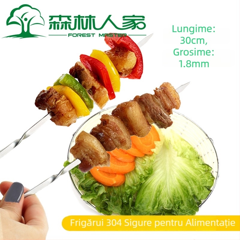 Frigărui pentru grătar din oțel inoxidabil 304, 30 cm, plat, îngroșate, clasă alimentară, pentru carne de miel