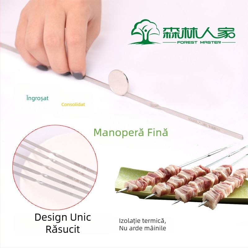 Frigărui pentru grătar din oțel inoxidabil 304, 30 cm, plat, îngroșate, clasă alimentară, pentru carne de miel