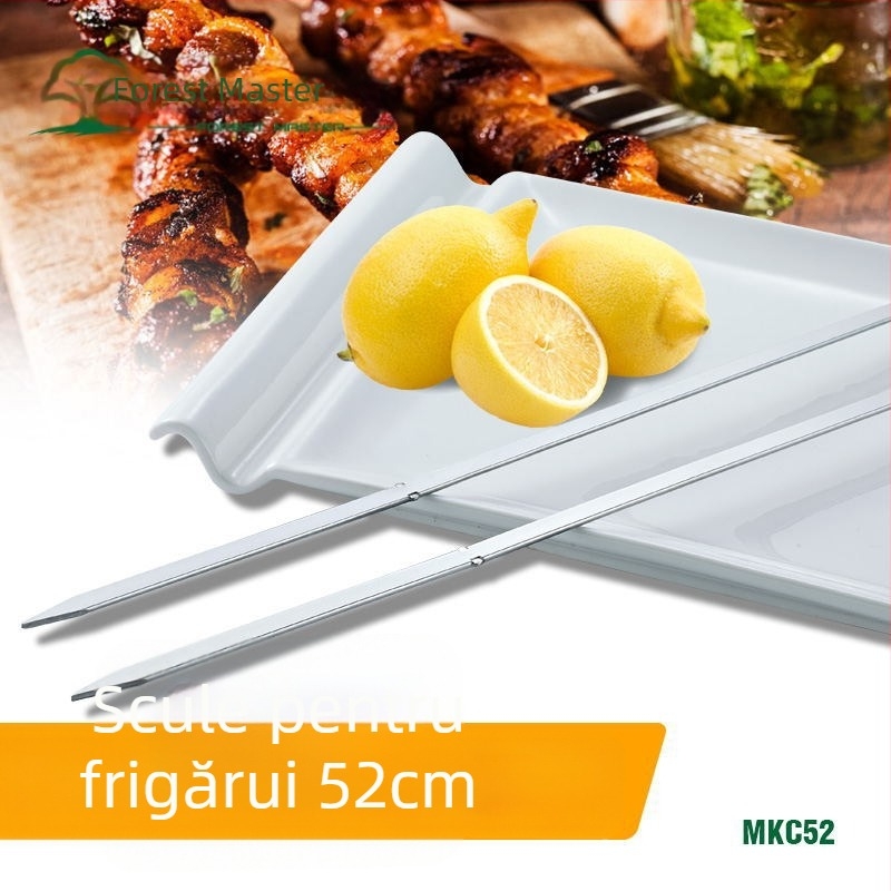 Frigărui din oțel inoxidabil cu mâner din lemn, aproximativ 50 cm