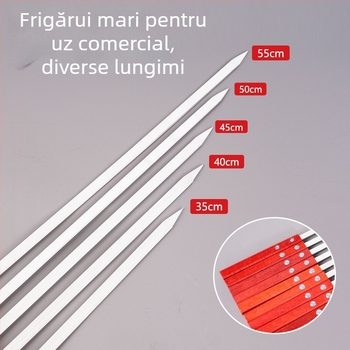 Frigărui pentru grătar cu mâner din lemn pătrat, frigărui plate din oțel inoxidabil pentru uz casnic sau profesional