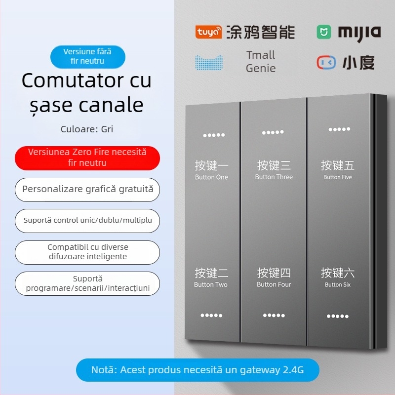 Panou de întrerupere inteligent 2.4G Bluetooth Mesh pentru hoteluri și pensiuni, control vocal