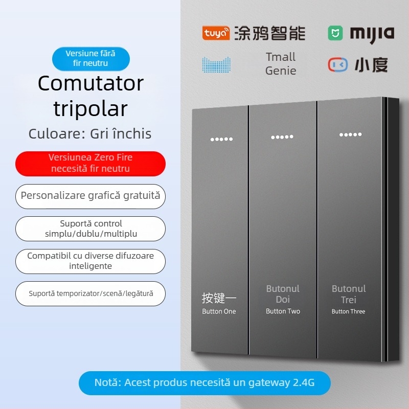 Panou de întrerupere inteligent 2.4G Bluetooth Mesh pentru hoteluri și pensiuni, control vocal