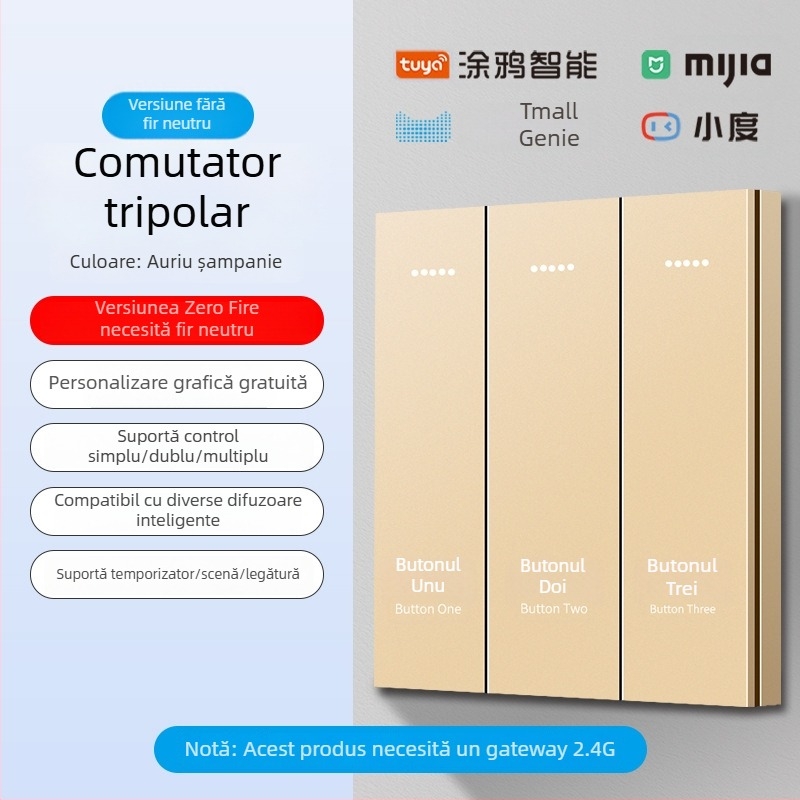 Panou de întrerupere inteligent 2.4G Bluetooth Mesh pentru hoteluri și pensiuni, control vocal