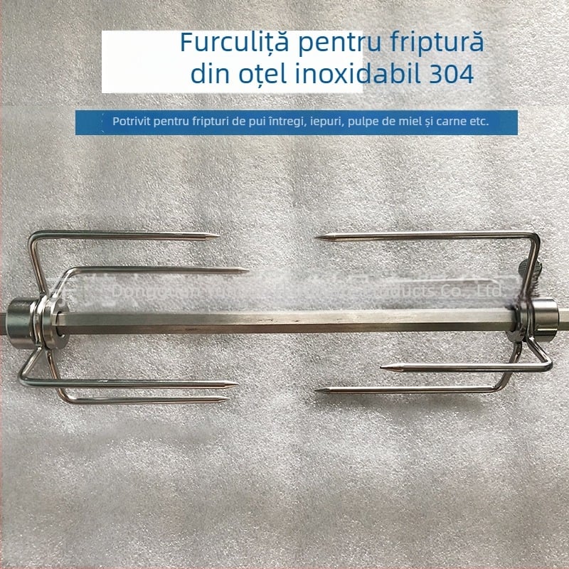 Furculiță de grătar din oțel inoxidabil 304, pentru exterior, compatibilă cu tija rotativă electrică cu mâna, accesoriu pentru pui întreg