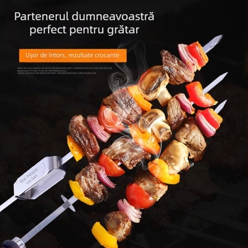 Frigărui din oțel inoxidabil, cu mâner din lemn – set retractabil de frigărui