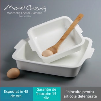 Tavă ceramică pătrată pentru paste și lasagna cu brânză – rezistentă la temperaturi înalte, potrivită pentru cuptor