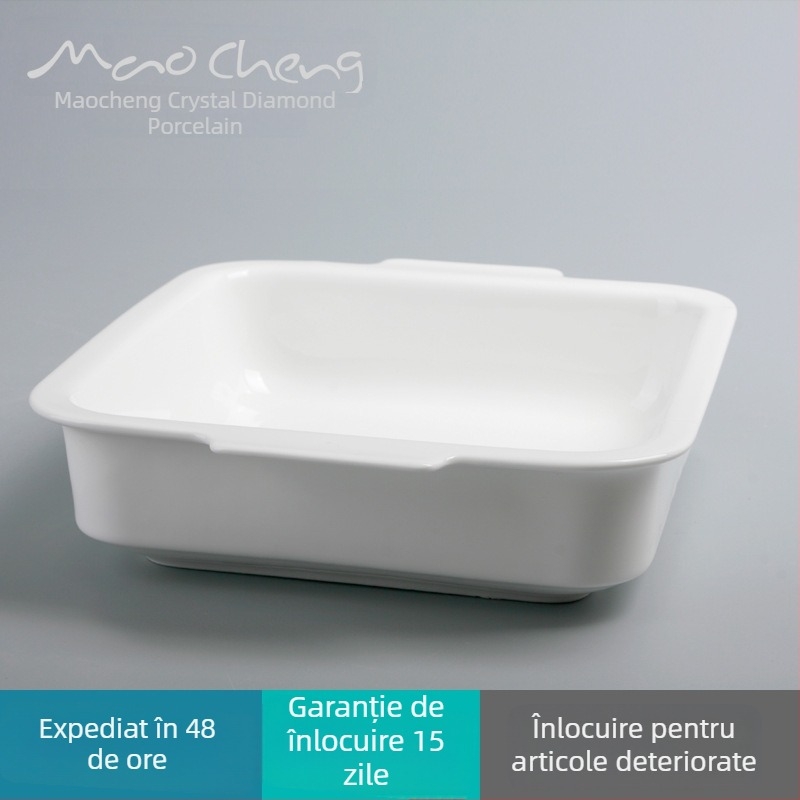 Tavă ceramică pătrată pentru paste și lasagna cu brânză – rezistentă la temperaturi înalte, potrivită pentru cuptor