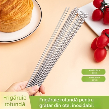 Frigărui din oțel inoxidabil pentru grătar, groși și rotunzi pentru kebab de miel, reutilizabile