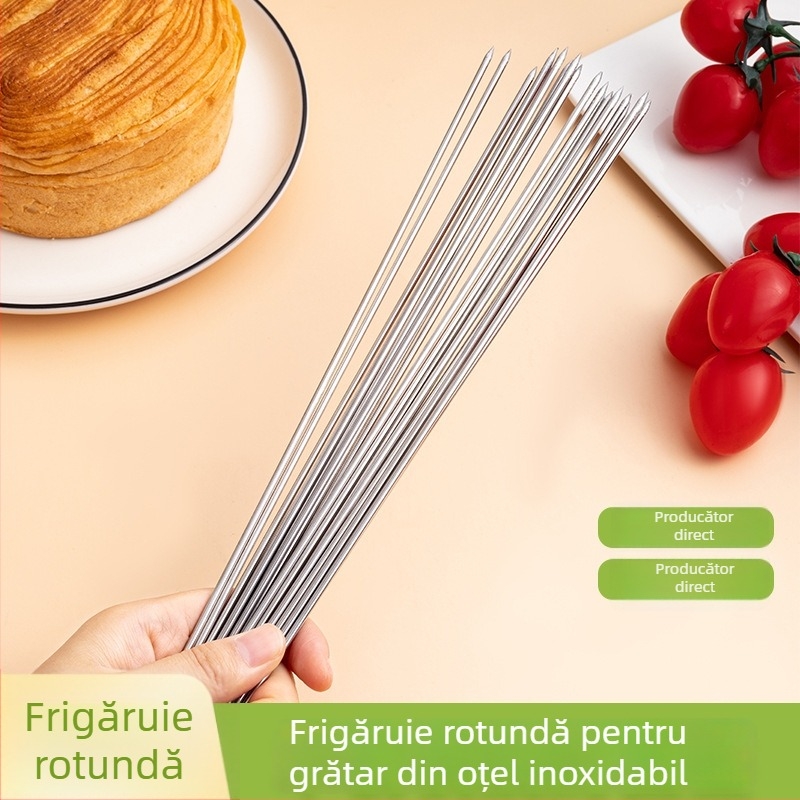 Frigărui din oțel inoxidabil pentru grătar, groși și rotunzi pentru kebab de miel, reutilizabile