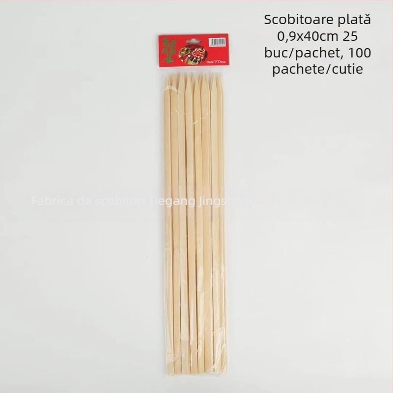 Bețișoare plate de bambus, de unică folosință, pentru grătar, în dimensiuni variate, pentru frigărui din carne de miel