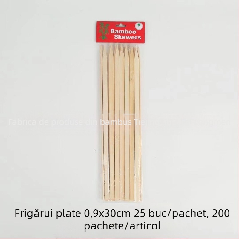 Bețișoare plate de bambus, de unică folosință, pentru grătar, în dimensiuni variate, pentru frigărui din carne de miel