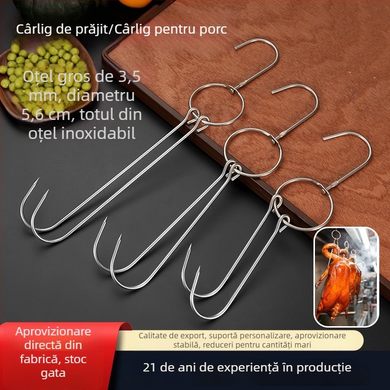 Cârlige din oțel inoxidabil pentru friptură de rață și gâscă, cu cârlig dublu pentru grătar