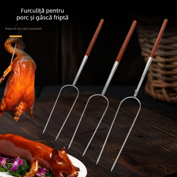 Furculiță din oțel inoxidabil pentru purcel la sân, furculiță detașabilă pentru grătar, în formă de U, pentru friptură de purcel și miel