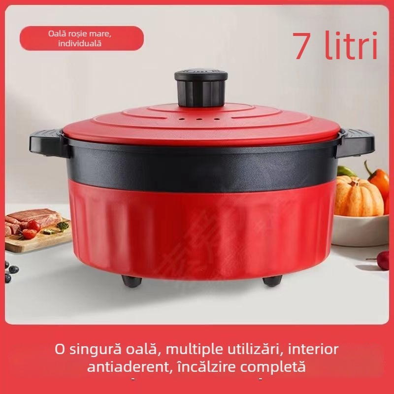 Oală electrică multifuncțională în stil coreean – antiaderentă, all-in-one pentru hot pot, Shabu-Shabu și wok; aburire, prăjire, fierbere, înăbuire; capacitate 6 L sau mai mult; pentru 1–2 persoane