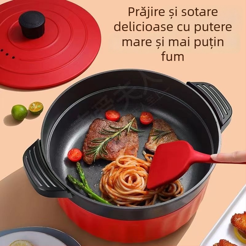 Oală electrică multifuncțională în stil coreean – antiaderentă, all-in-one pentru hot pot, Shabu-Shabu și wok; aburire, prăjire, fierbere, înăbuire; capacitate 6 L sau mai mult; pentru 1–2 persoane