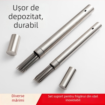 Set din oțel inoxidabil pentru grătar cu cutie de depozitare — frigărui, ace de frigere și furculițe pentru grătar