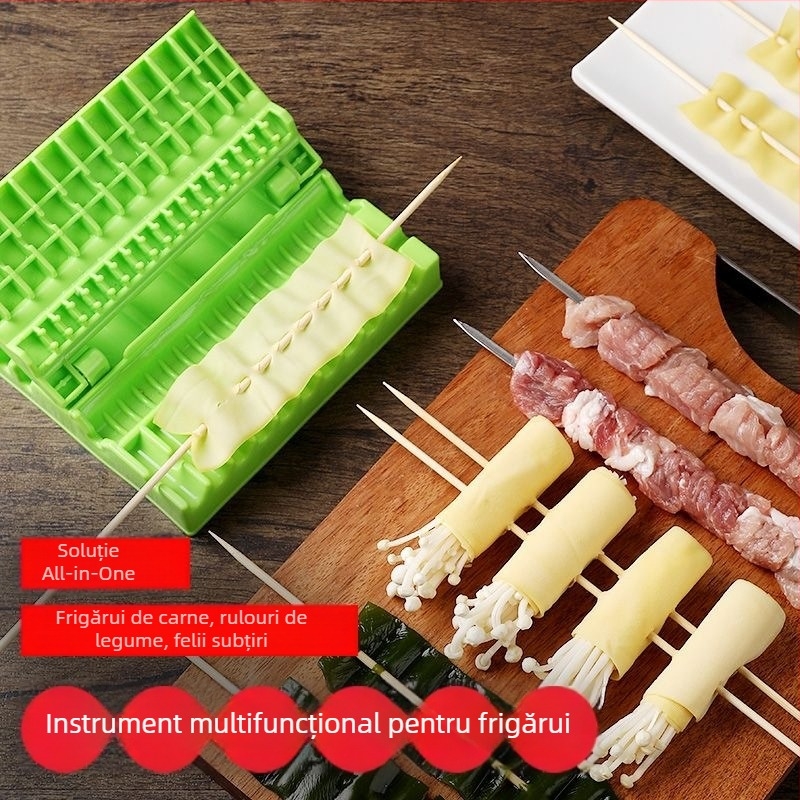 Mașină multifuncțională rapidă pentru frigărui, pentru uz casnic și profesional, instrument de tăiere a cărnii pentru frigărui de miel și grătar