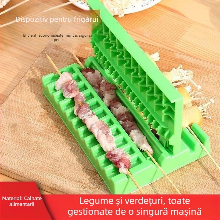 Unealtă multifuncțională pentru înșurarea cărnii pe frigărui la grătar