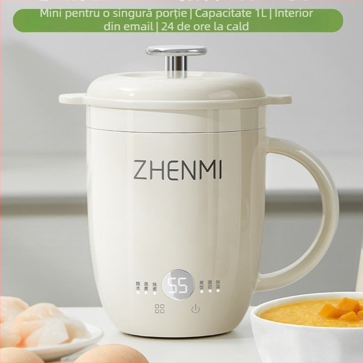 Zhenmi recipient portabil pentru hrana bebelușilor, mini vas electric pentru aburi și gătit, vas mic multifuncțional