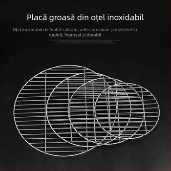 Grătar circular din oțel inoxidabil pentru grătar – design gros, solid, pentru carne gătită, fiartă, marinată și afumată