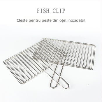 Set de clipsuri din oțel inoxidabil îngroșat pentru grătar, pentru pește, legume și carne, cu plasă de grătar