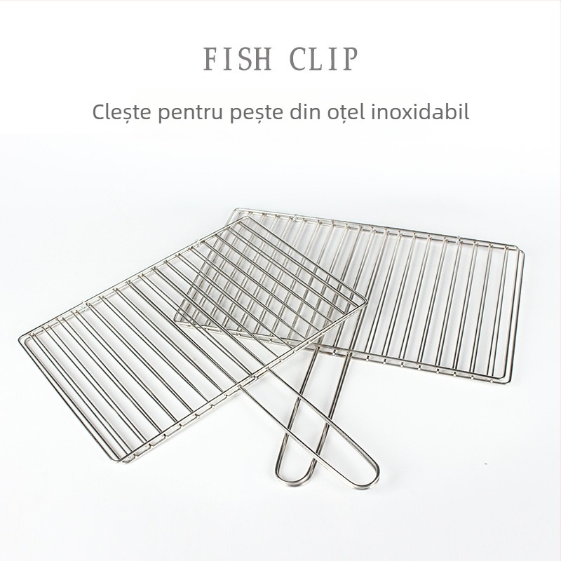 Set de clipsuri din oțel inoxidabil îngroșat pentru grătar, pentru pește, legume și carne, cu plasă de grătar