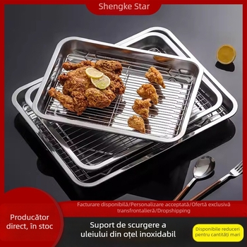 Suport din oțel inoxidabil pentru scurgere și tavă-plasă de răcire pentru grătar și coacere
