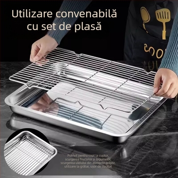 Suport din oțel inoxidabil pentru scurgere și tavă-plasă de răcire pentru grătar și coacere