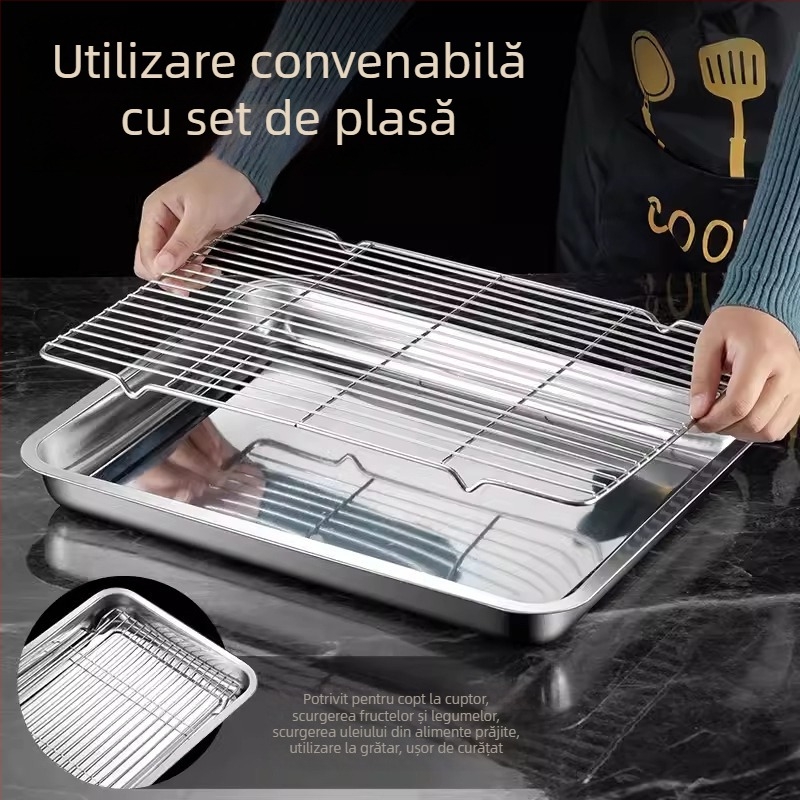 Suport din oțel inoxidabil pentru scurgere și tavă-plasă de răcire pentru grătar și coacere