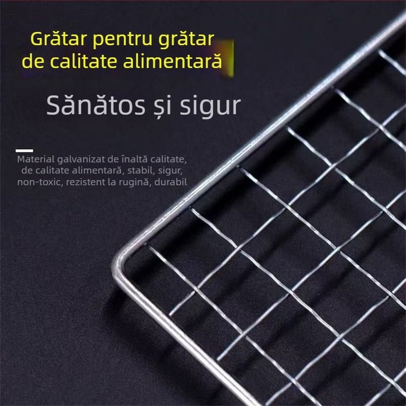Grătar dreptunghiular durabil, din oțel alimentar, grill multifuncțional portabil pentru camping