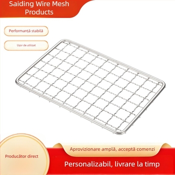 Grilă din oțel inoxidabil, rotundă, pentru exterior, mini, mărită și îngroșată, pentru carne și carne afumată