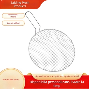 Grilă din oțel inoxidabil, rotundă, pentru exterior, mini, mărită și îngroșată, pentru carne și carne afumată