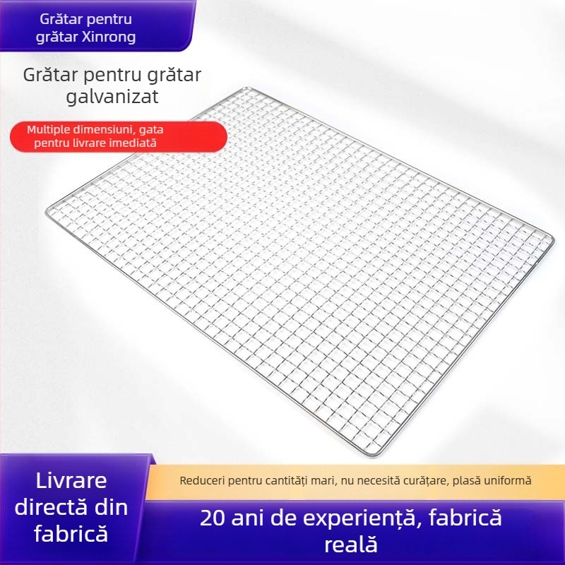 Plasă de grătar de unică folosință, pentru camping și picnic, fără curățare, portabilă, plasă pătrată gravată