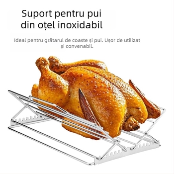 Grătar reglabil pentru pui, din oțel inoxidabil, suport pliabil pentru cuptor și grătar