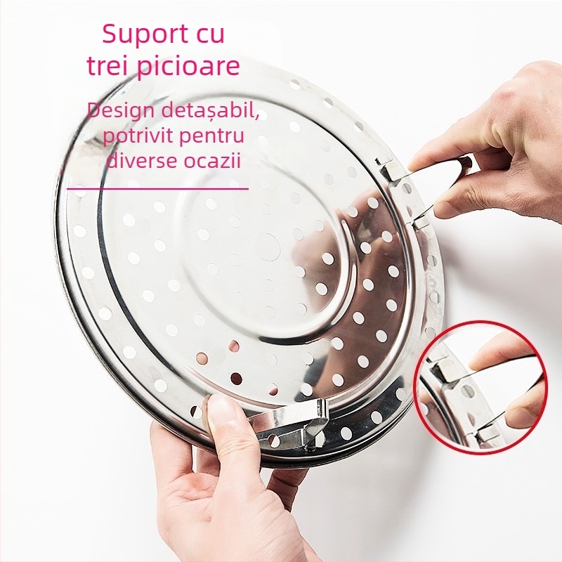 Coș de aburi din oțel inoxidabil, tavă îngroșată, suport de aburi multifuncțional pentru pâine și chifle la abur