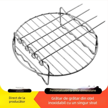 Gril din oțel inoxidabil 304, cu un singur strat, rotund, pentru friteza cu aer, frigărui și suport circular pentru deshidratare și abur, personalizabil